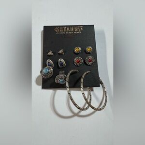 Shyanne Silver Earrings with Red, Blue, and Yellow Accents